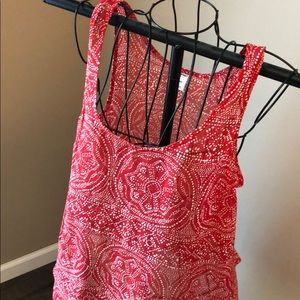 Red & White Sheer Tank Top